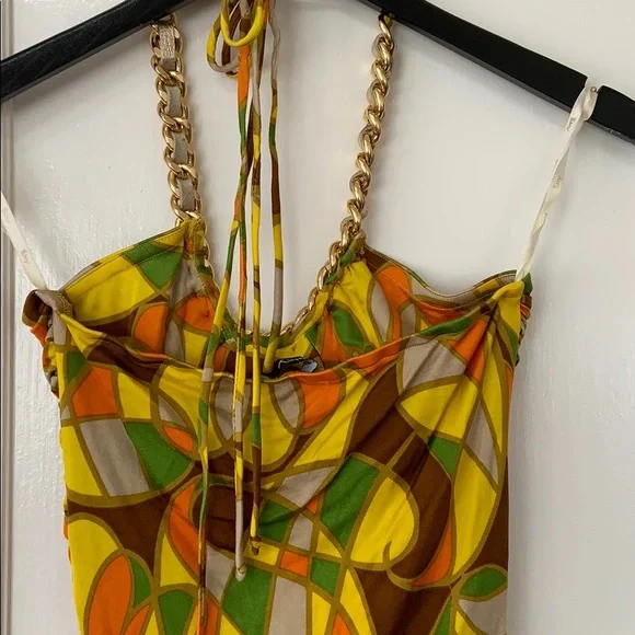 Sky 100% Silk Halter Top With Chain Detail - Picture 4 of 6